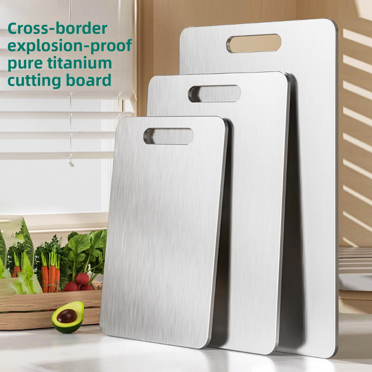 Cross-border Amazon Titanium Cutting Board Pure Titanium Household Medical Grade Cutting Board Anti-mildew Double-sided Cutting Board Titanium Cutting Board