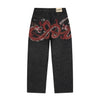 Embroidery Dragon Denim Pants