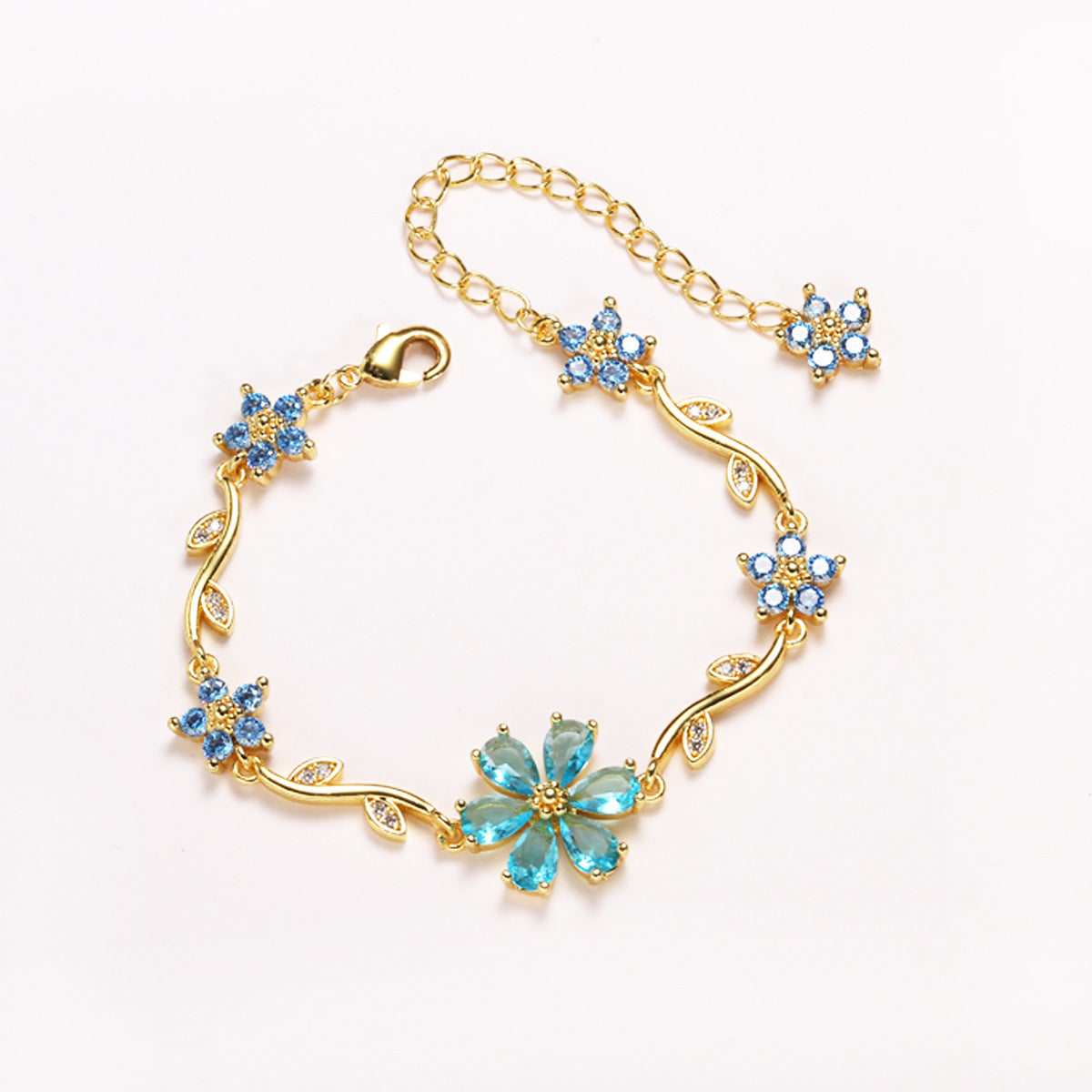 Floral Copper Inlaid Diamond Bracelet