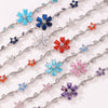 Floral Copper Inlaid Diamond Bracelet
