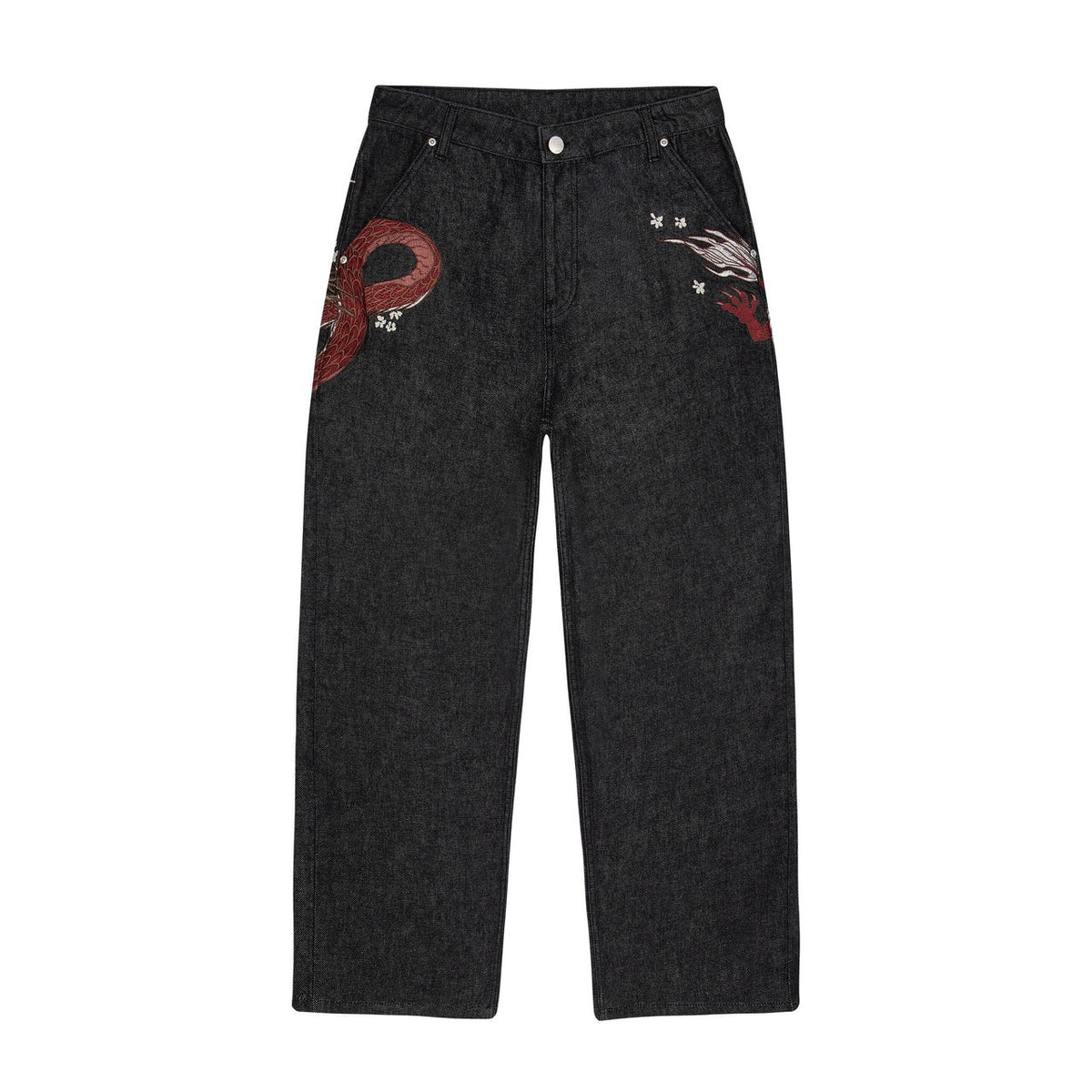 Embroidery Dragon Denim Pants