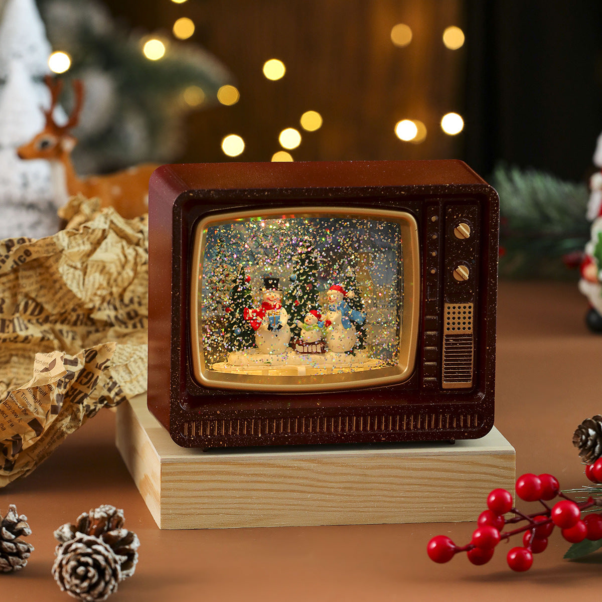 Christmas Music Snowfall TV Night Light