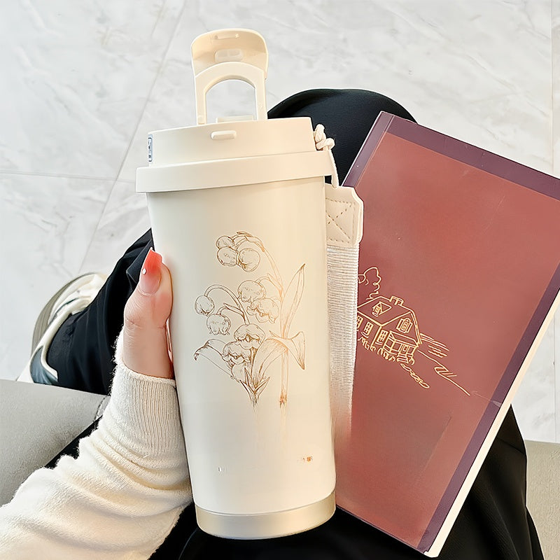 Stainless Steel Vacuum Insulated Cup with Carrying Strap