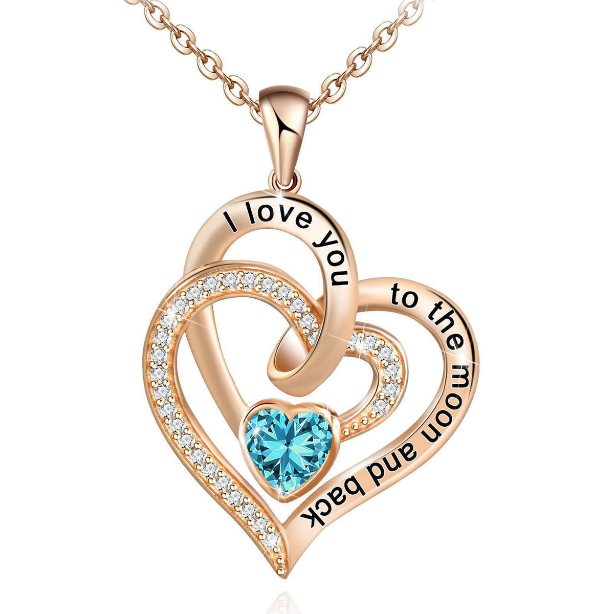 Double Heart Birthstone Letter Necklace