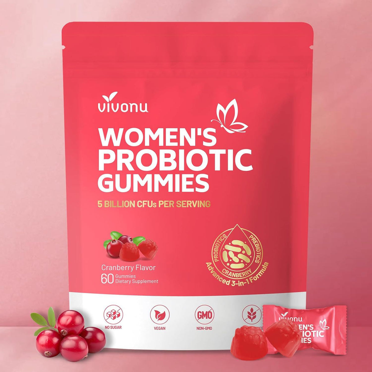 Cranberry Probiotic Gummies for Women
