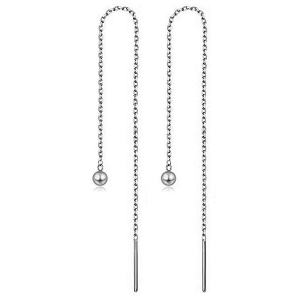 Titanium Steel Tassel Star Crystal Drop Earrings