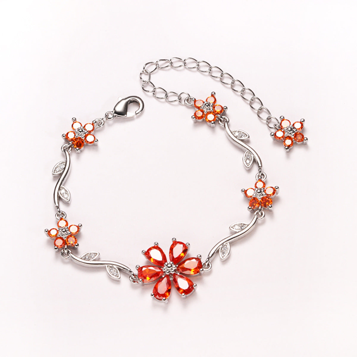 Floral Copper Inlaid Diamond Bracelet
