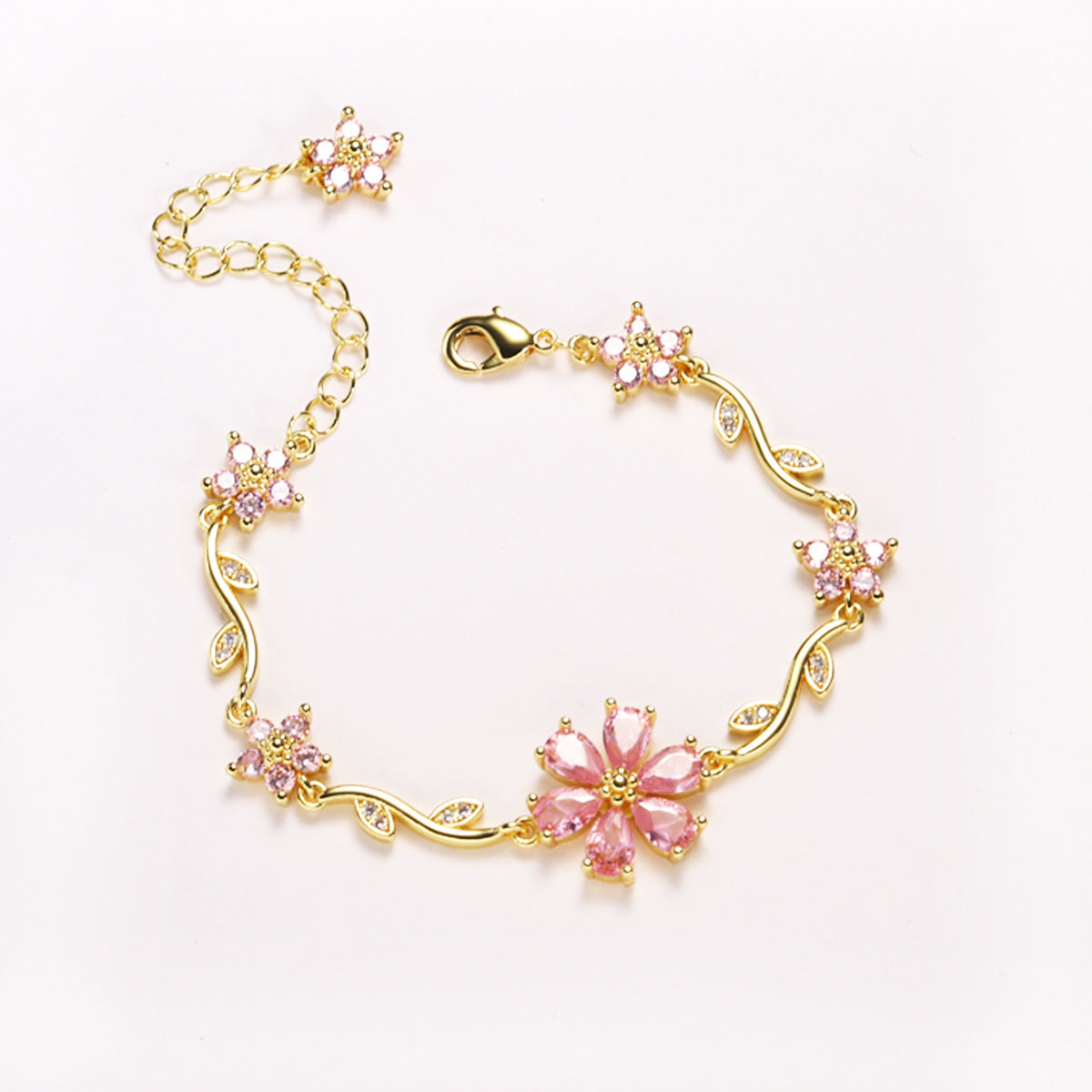 Floral Copper Inlaid Diamond Bracelet
