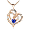 Double Heart Birthstone Letter Necklace