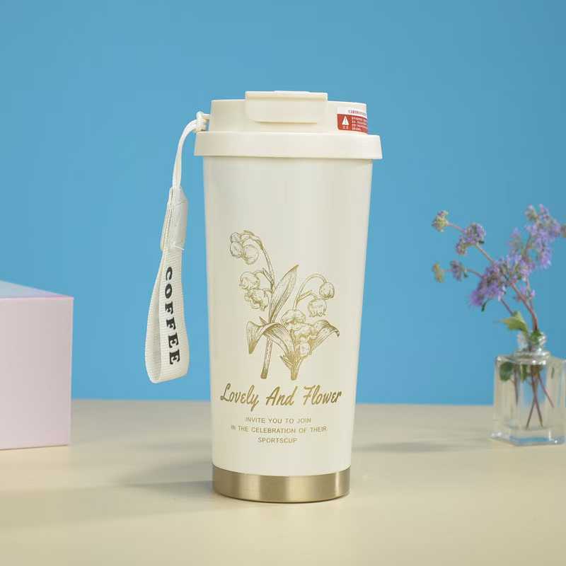 Stainless Steel Vacuum Insulated Cup with Carrying Strap