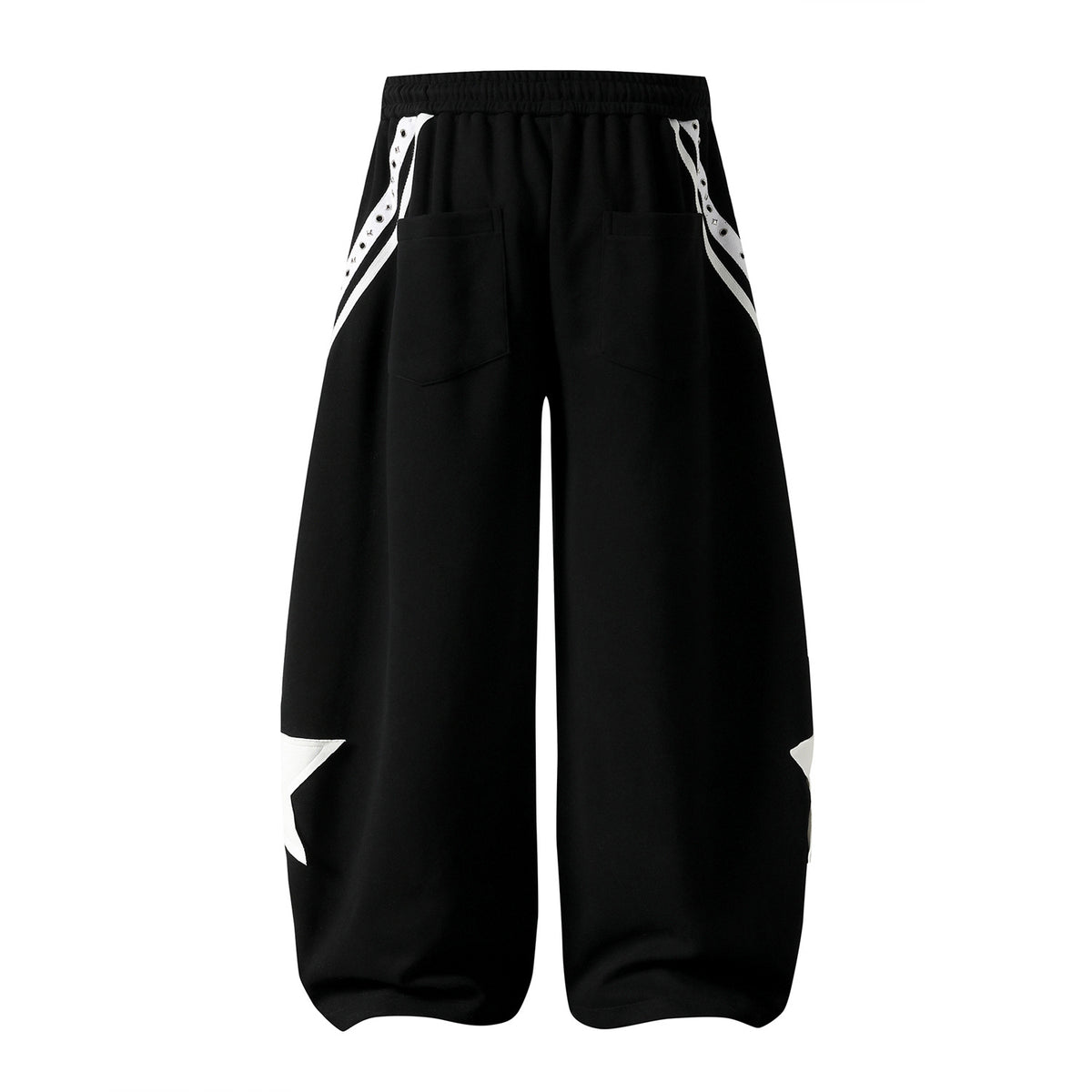 Retro Star Patch Drawstring Casual Pants