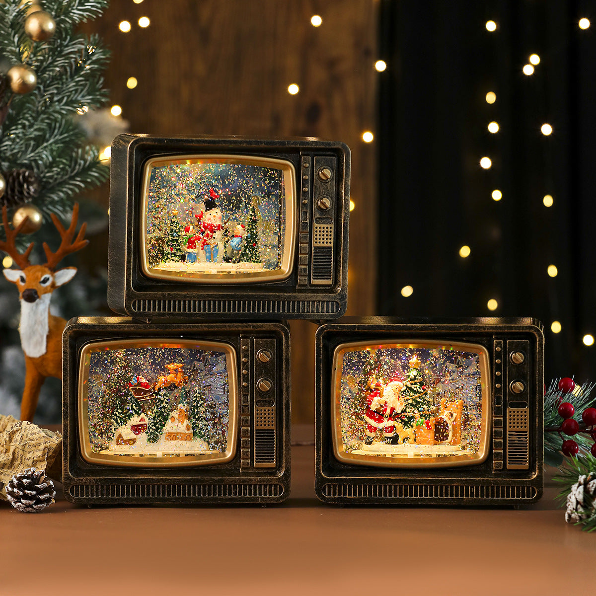 Christmas Music Snowfall TV Night Light
