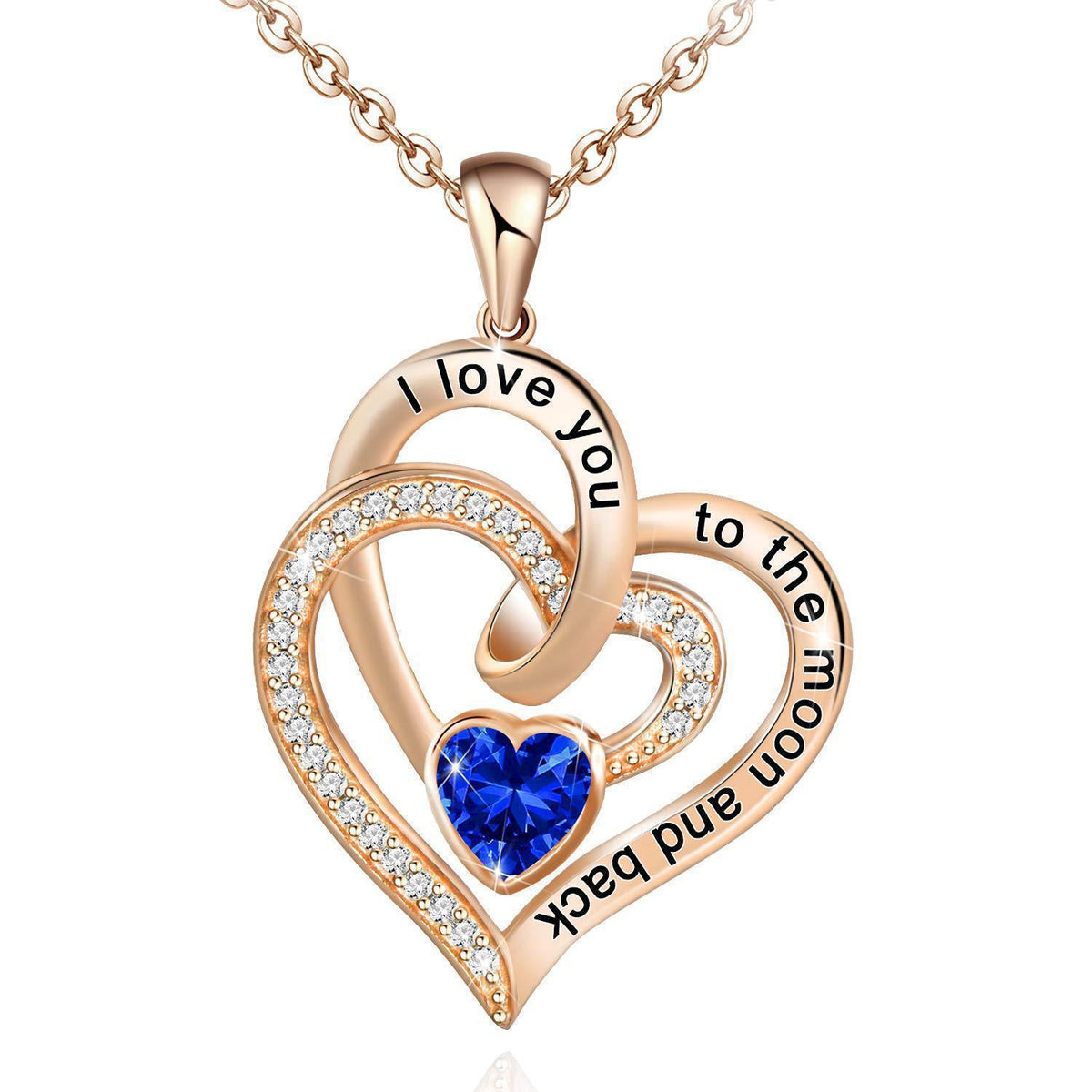 Double Heart Birthstone Letter Necklace