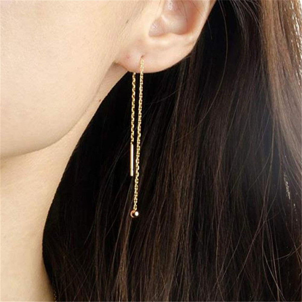 Titanium Steel Tassel Star Crystal Drop Earrings
