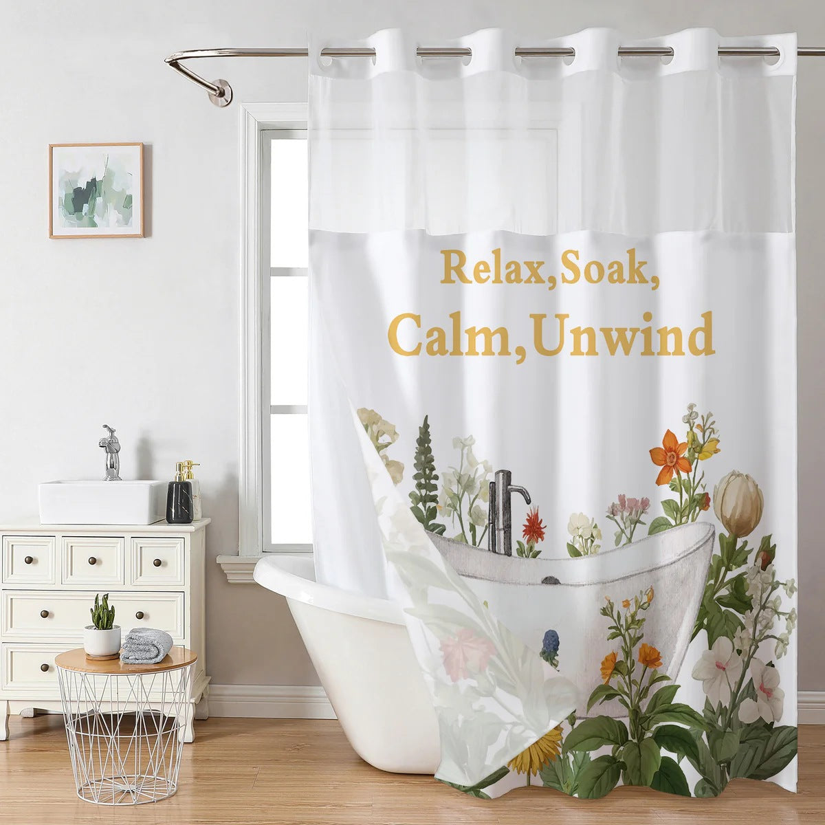 SnapIn Magnetic Shower Curtain
