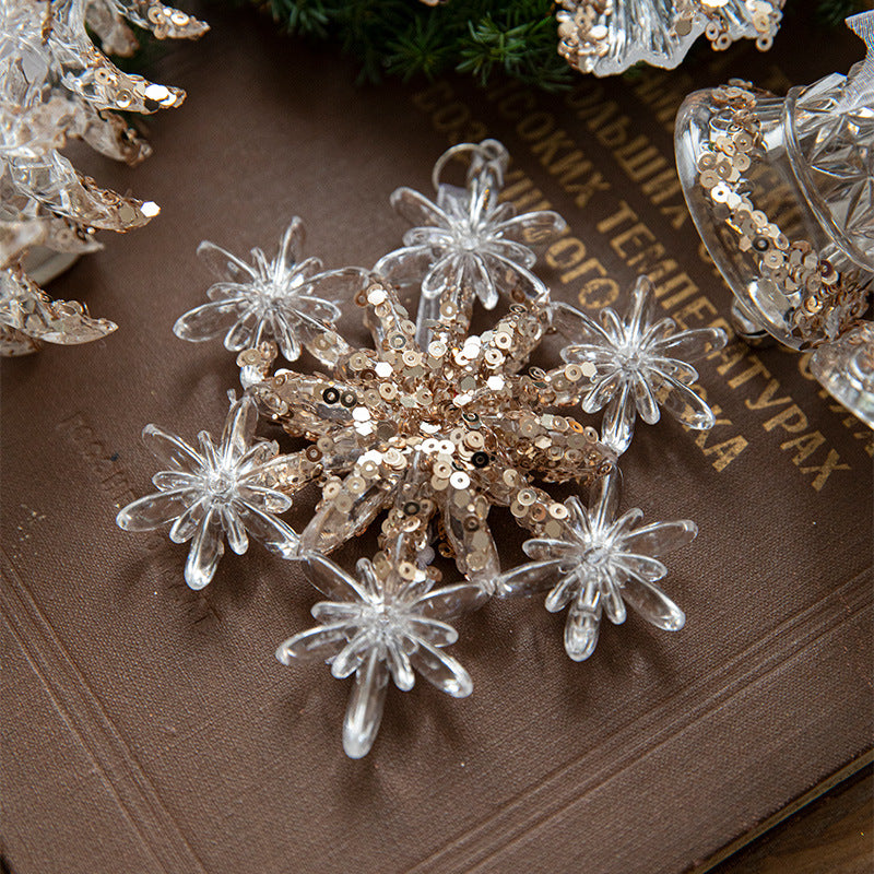 Decoraciones Navideñas con Lentejuelas – Colgantes Acrílicos de Copos de Nieve para Árbol de Navidad