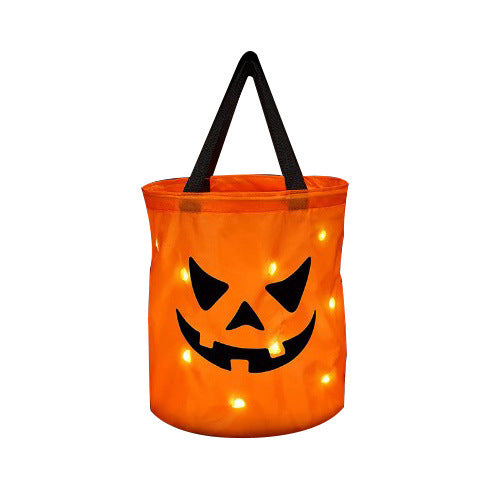 Bolsa Infantil de Calabaza con Luz LED – Doble Capa para Halloween y Cumpleaños