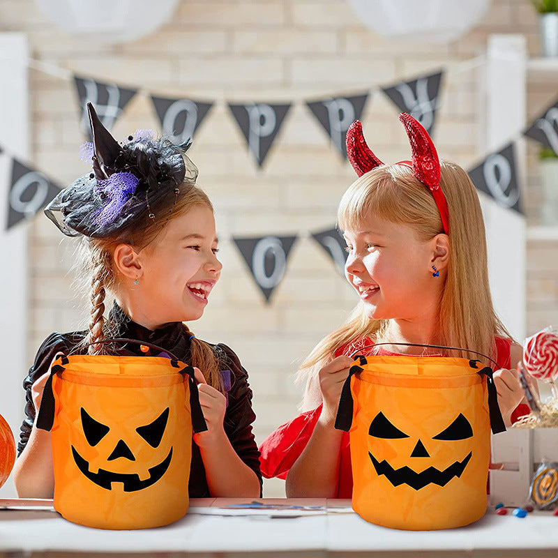 Bolsa Infantil de Calabaza con Luz LED – Doble Capa para Halloween y Cumpleaños