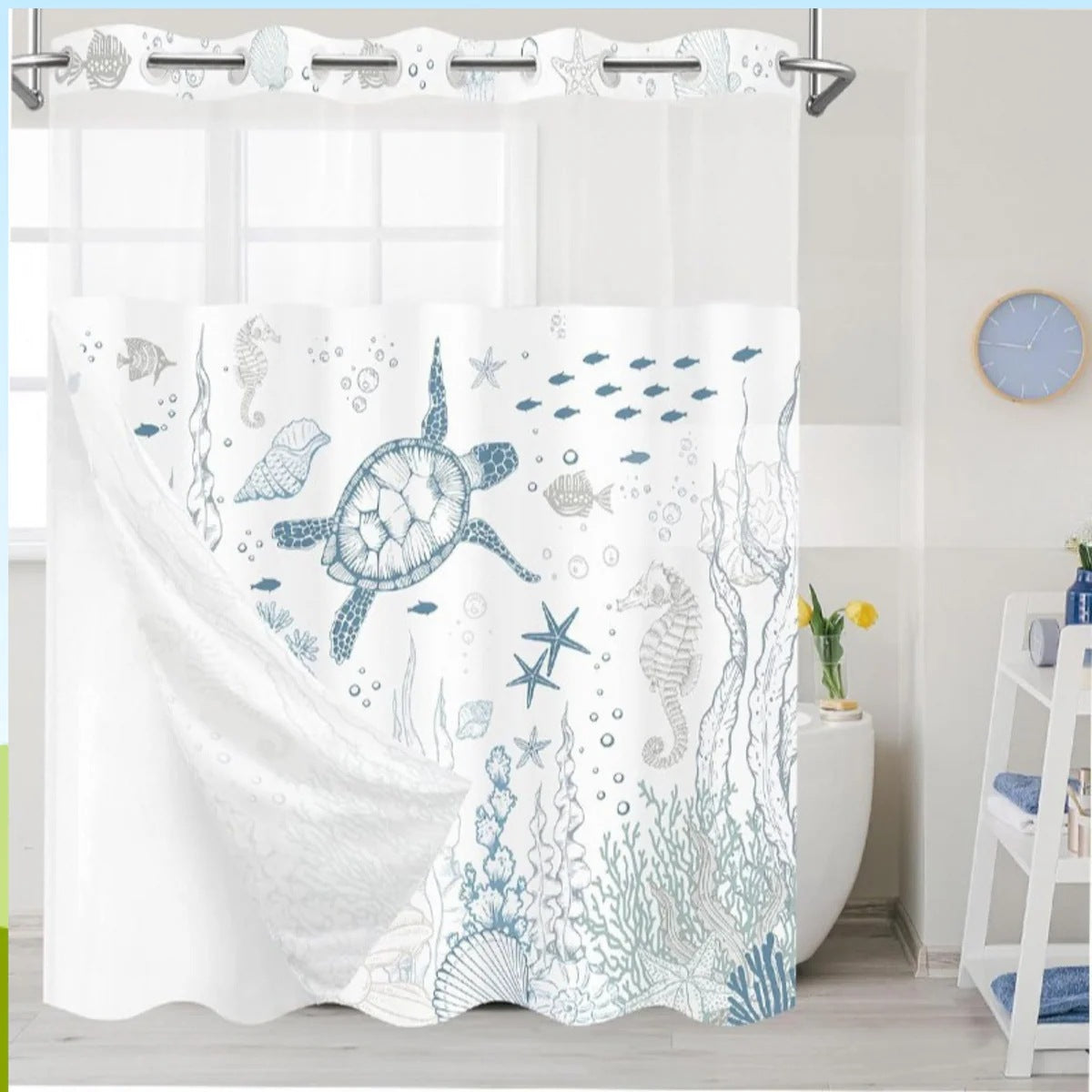 SnapIn Magnetic Shower Curtain