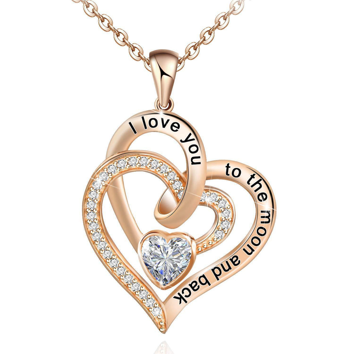 Double Heart Birthstone Letter Necklace