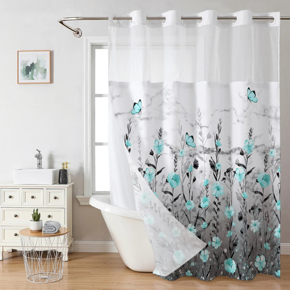 SnapIn Magnetic Shower Curtain