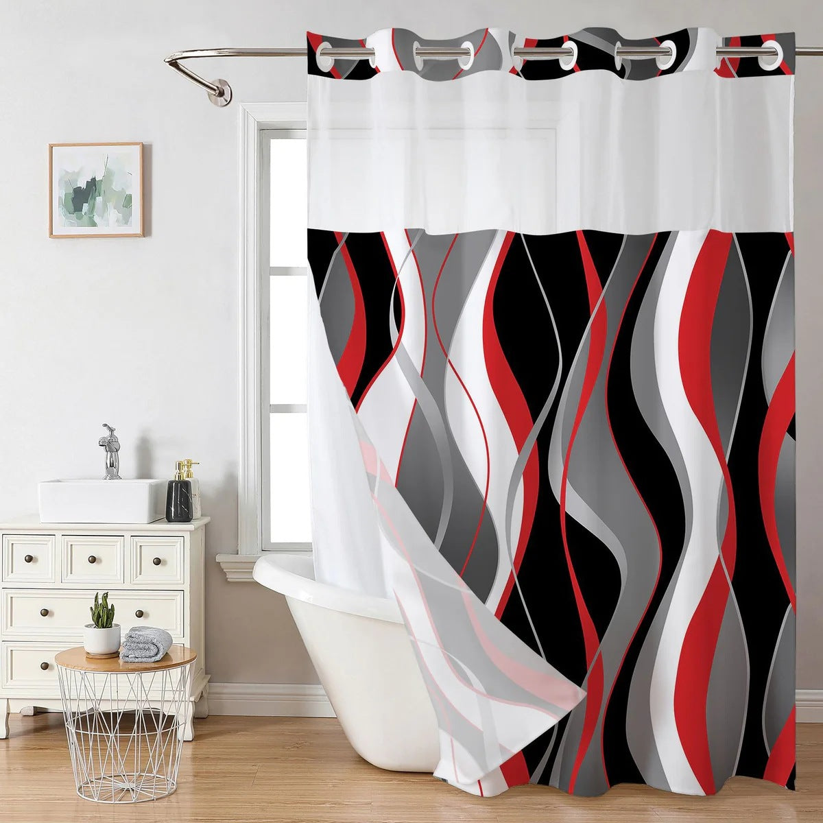 SnapIn Magnetic Shower Curtain