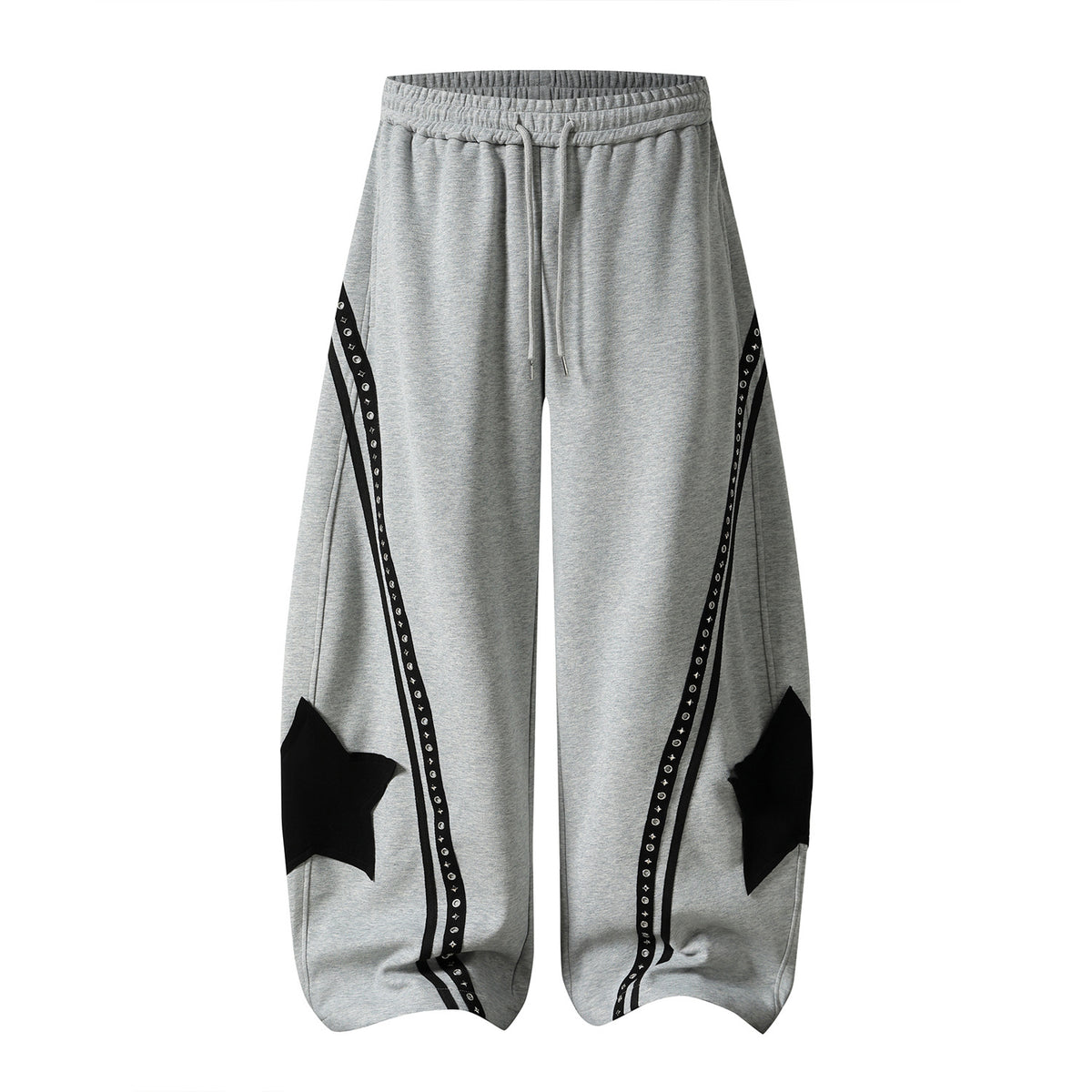 Retro Star Patch Drawstring Casual Pants
