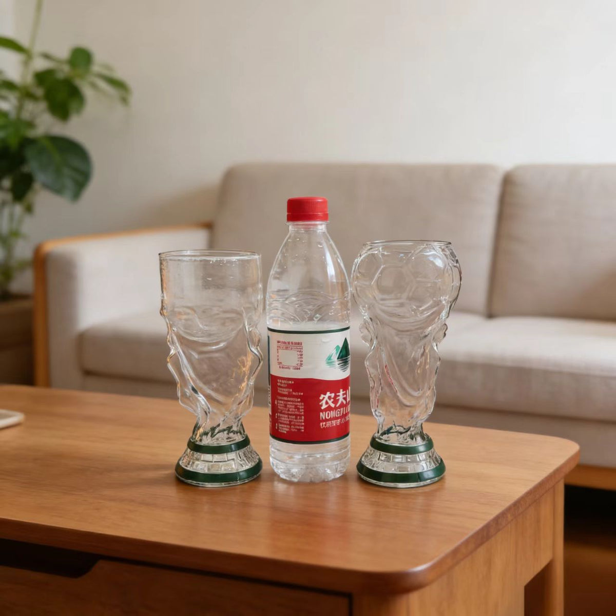 Football Trophy Design Glass Beer Mug