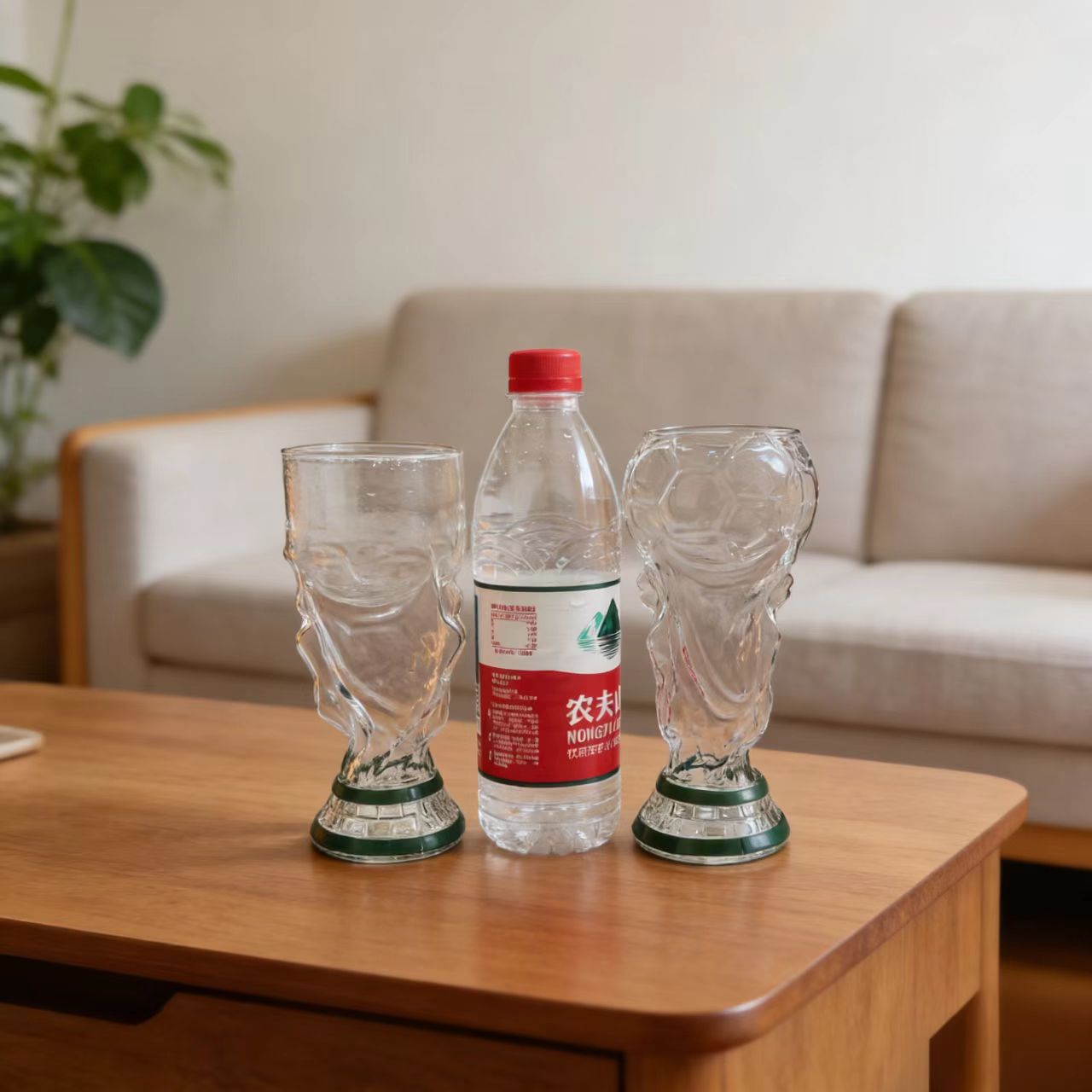 Football Trophy Design Glass Beer Mug