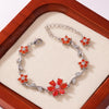 Floral Copper Inlaid Diamond Bracelet