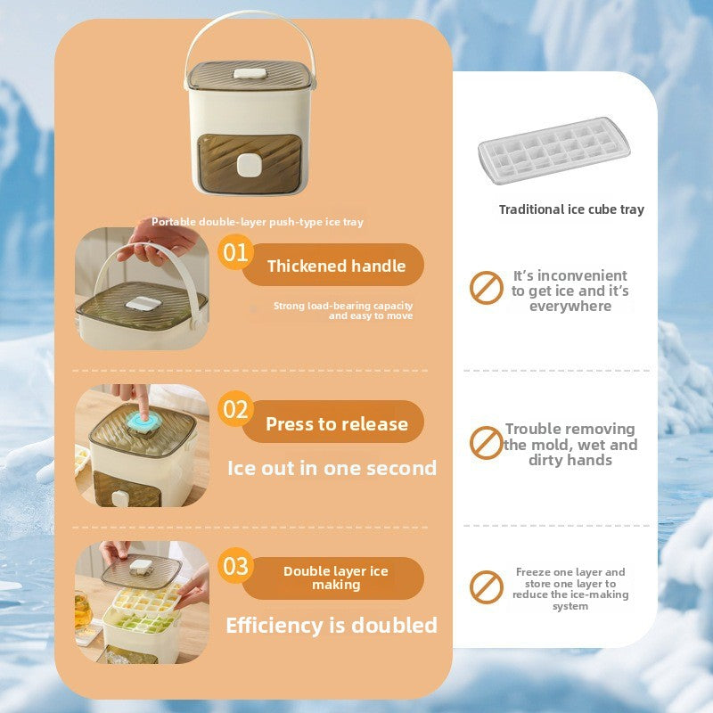 Ice Cube Mold with Handle and Storage Container