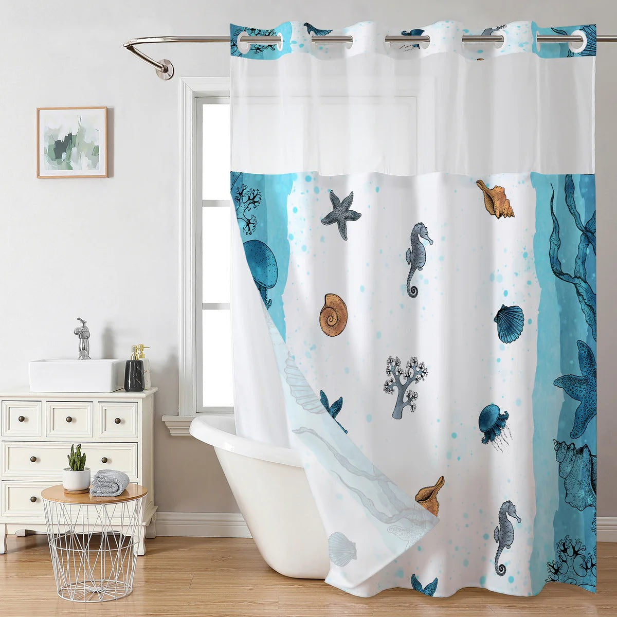 SnapIn Magnetic Shower Curtain
