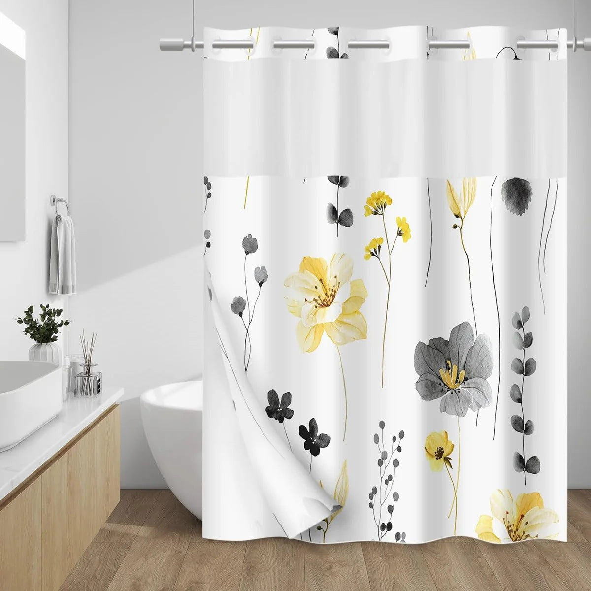 SnapIn Magnetic Shower Curtain