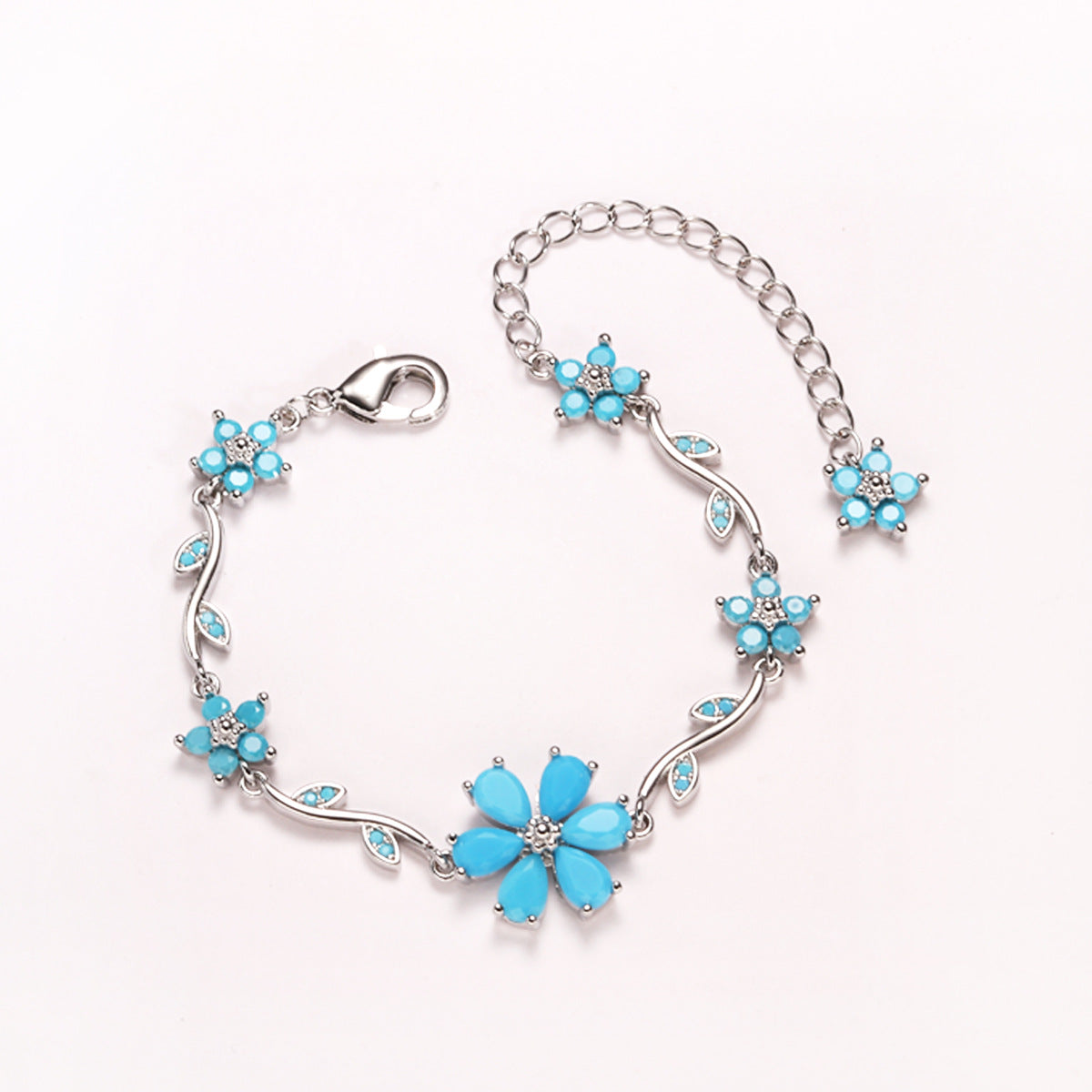 Floral Copper Inlaid Diamond Bracelet