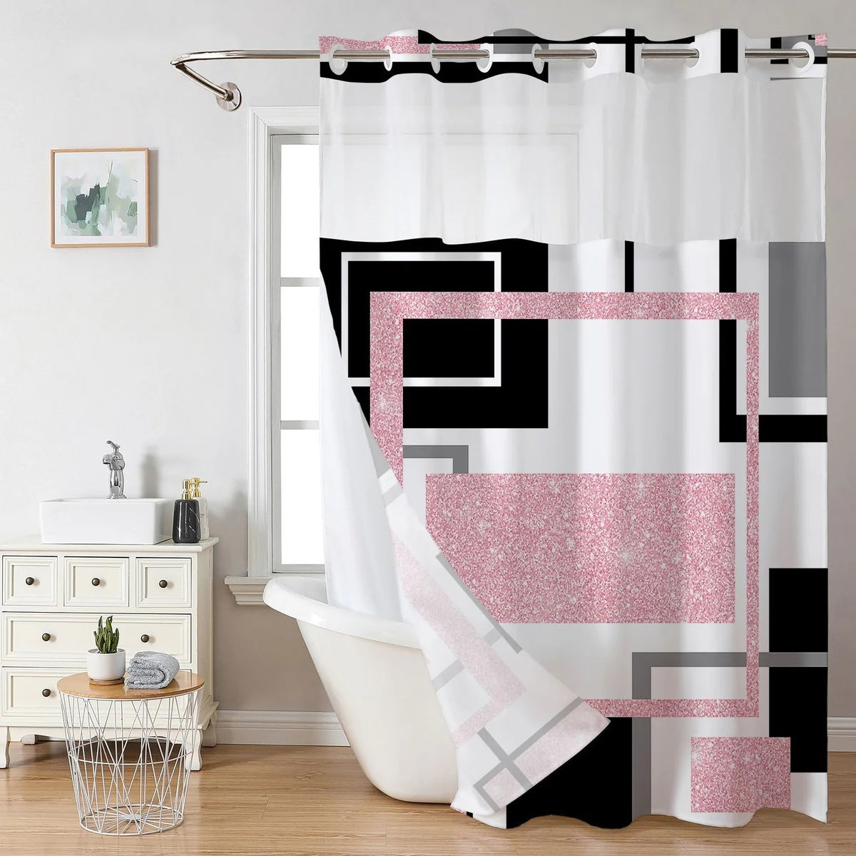 SnapIn Magnetic Shower Curtain