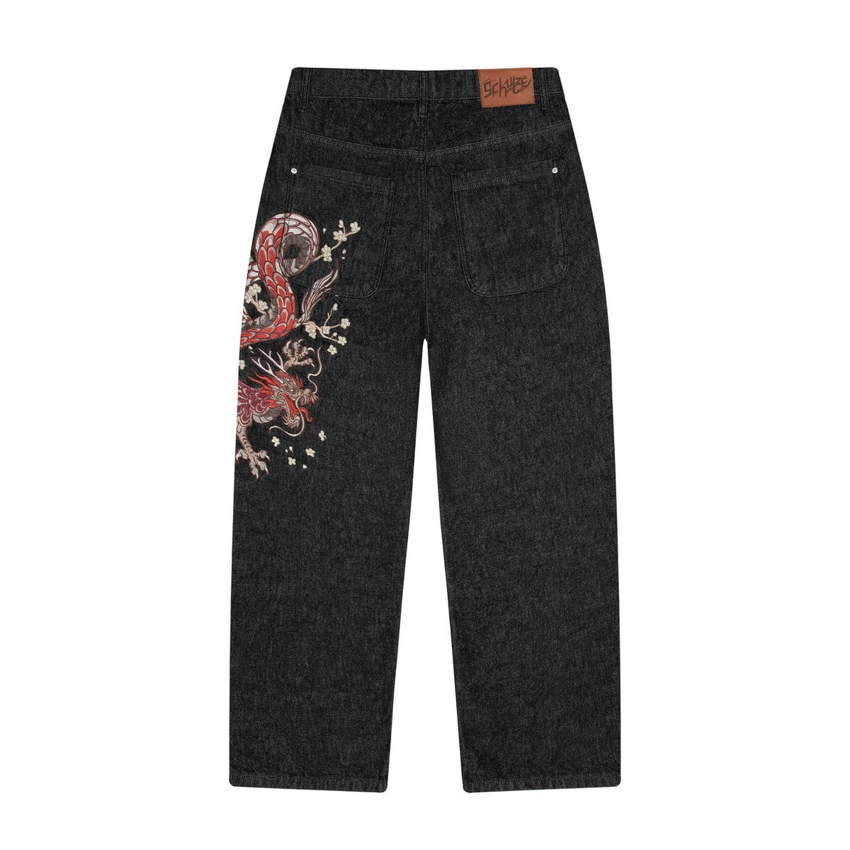 Embroidery Dragon Denim Pants