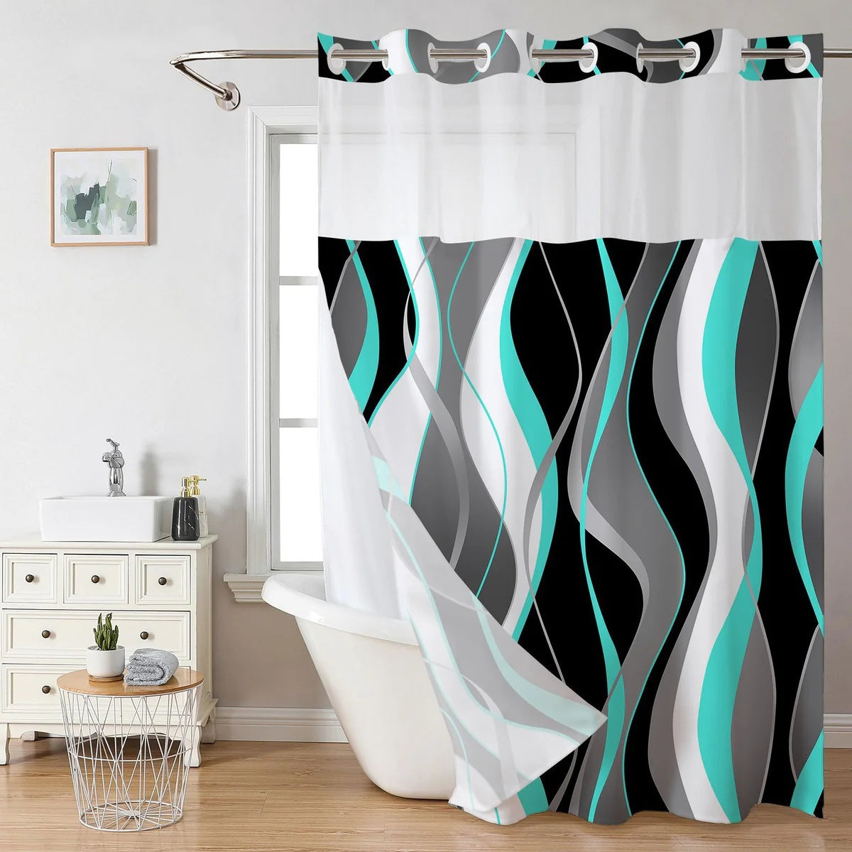 SnapIn Magnetic Shower Curtain