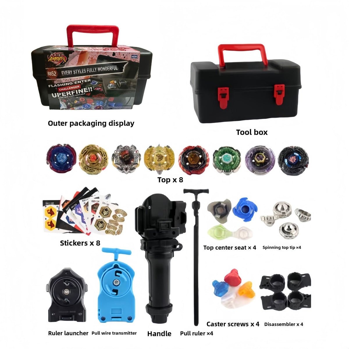 Burst Alloy Top with Launcher and Box