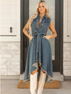 Sleeveless Denim Dress with Adjustable Waist