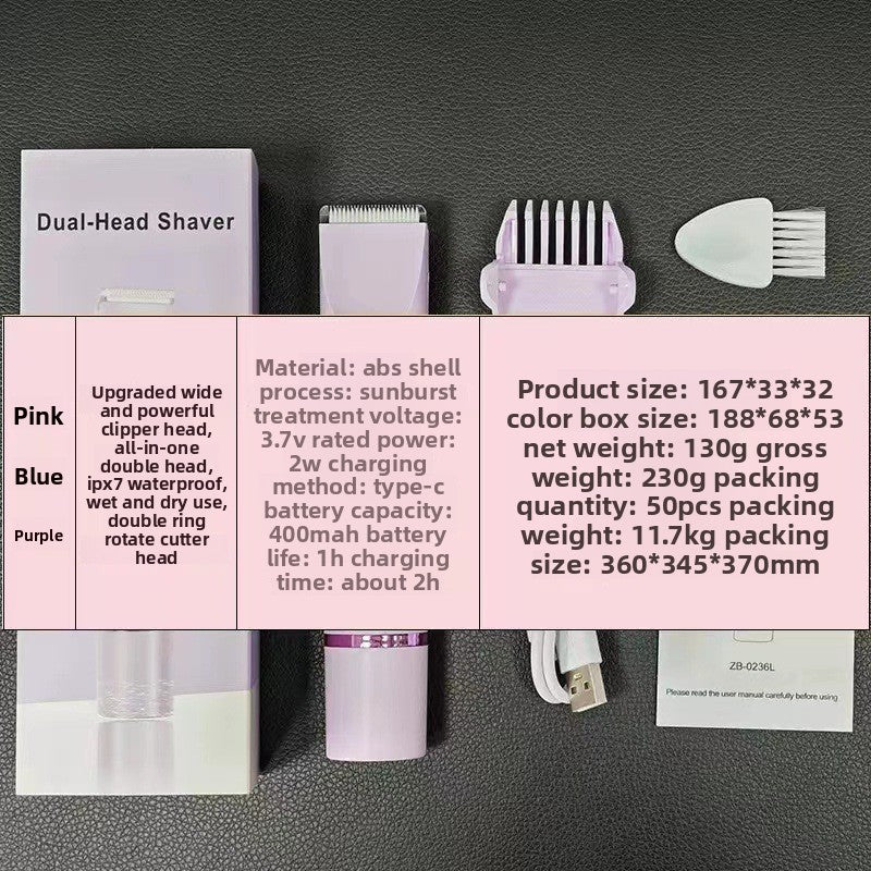 Double Head USB Rechargeable Hair Removal Shaver