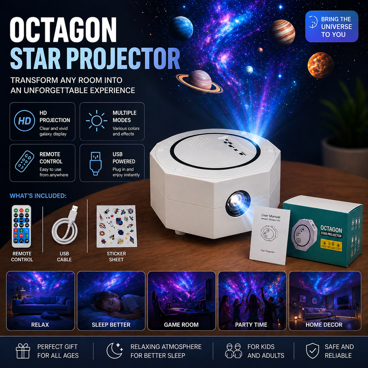 PROYECTOR DE LUCES OCTAGONAL